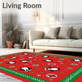 thumbnail image 2 of ODIKA 8'x10' Machine Washable Non-Slip Area Rug, Whimsical Yuletide Character Medley with Festive Border High Traffic Rug with Pad, Red, 746283, 2 of 8