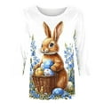 thumbnail image 5 of AGWOLF Happy Easter Womens Tops 3/4 Sleeve T Shirts for Women Plus Size Crewneck Blouses Dressy Bunny Eggs Printed Tee Shirts, 5 of 5