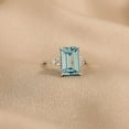 thumbnail image 2 of Sea Blue Topaz Engagement Ring 925 Sterling Silver  Cut Aquamarine Ring March Birthstone Promise Ring for Her CZ Cubic Zirconia Wedding Ring Jewelry Birthday Gift for Mom, 2 of 5