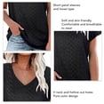thumbnail image 4 of Camiseta de manga corta con pétalos para mujer, camiseta informal con cuello en V y agujeros ahuecados para uso en verano, color negro S, 4 of 5