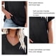thumbnail image 4 of Camiseta negra con escote en V y mangas de pétalos con detalle calado, corte holgado para días informales, talla M Summer Chic, 4 of 5