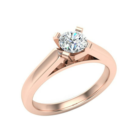 Solitaire Diamond Engagement Ring Round Brilliant Cut 14K Rose Gold 1/4 ctw (I,I1) Popular