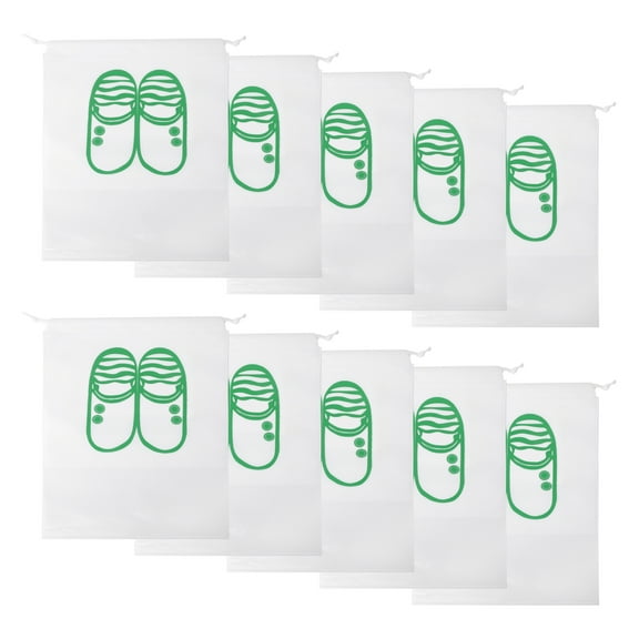Unique Bargains 10 Pcs Slippers Pattern Dustproof Shoe Dust Bag Shoes Storage Bag Travel Drawstring Storage Bag White