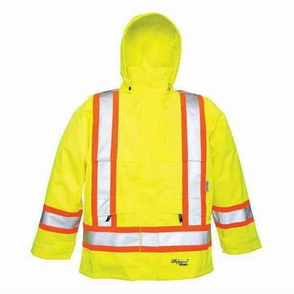 Hi-Viz Safety Jacket, Polyester, Polyurethane, Class 3 Type R, Green, L