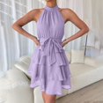 thumbnail image 2 of Sngxgn Women's Fall Long Sleeve Dress Turtleneck Slim Fit Ribbed Knit Slit Midi Dress(Purple,M), 2 of 5