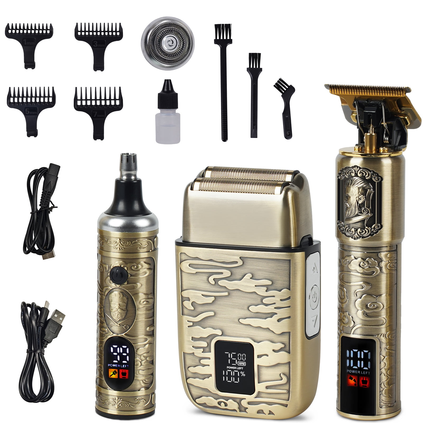 NEXPURE Hair Clippers for Men, Cordless Barber Clippers for Hair Cutting Kit with IPX7 Waterproof, Low-Noise Rechargeable Hair Trimmer for Men, Includes Guide Combs , Black