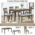 thumbnail image 3 of UHOMEPRO 6 Piece Dining Table Set with Bench and Chairs, Dining Table Set for 6, Rectangular Wooden Dining Table with 4 Upholstered Chairs and Bench, Dining Room Set for Kitchen, Walnut+Gray B, 3 of 12