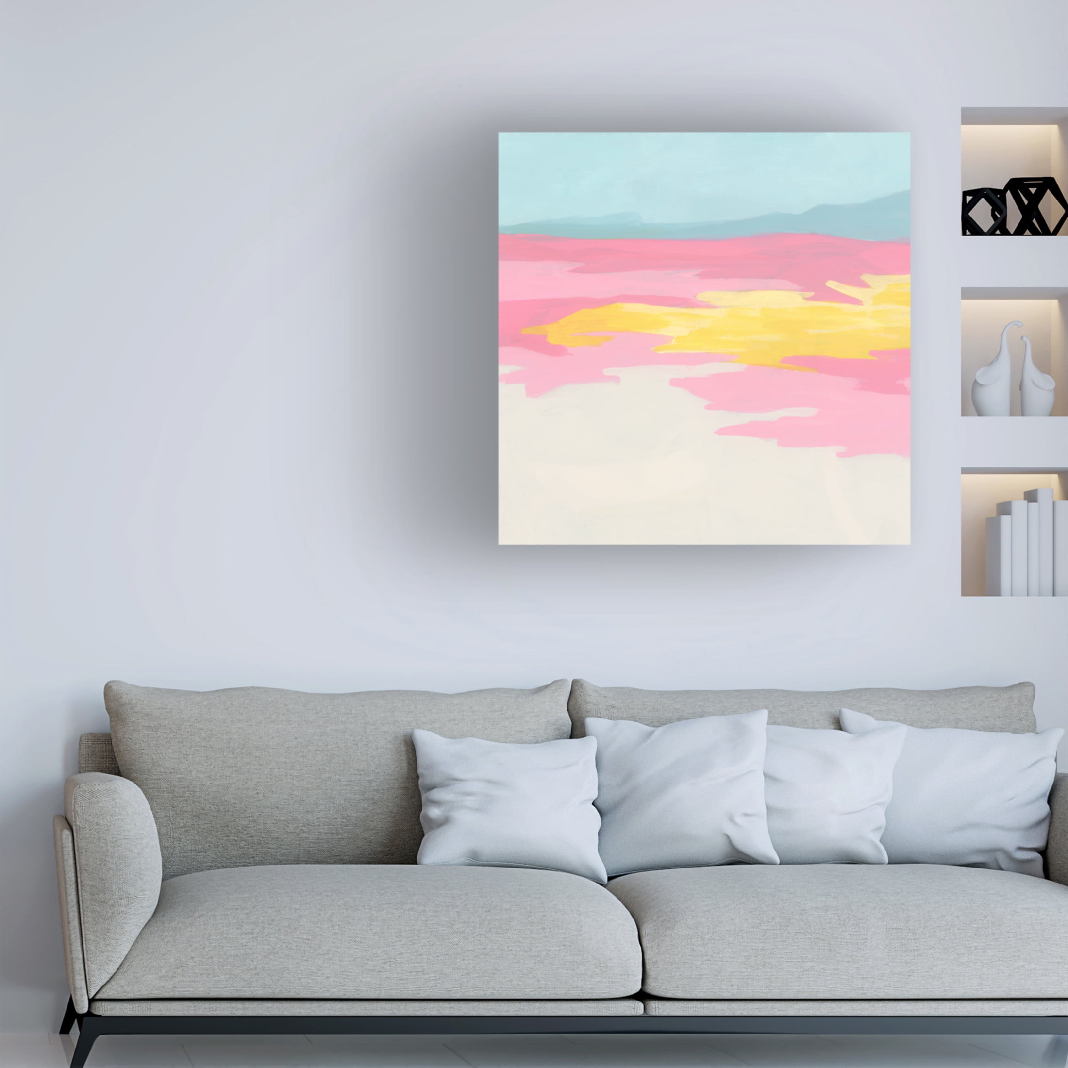 Canvas Wall Art - June Erica Vess 'Flamingo Flats I' Wall Art for Living Room, Bedroom, or Office Décor by Trademark Fine Art - 24 x 24 Inches