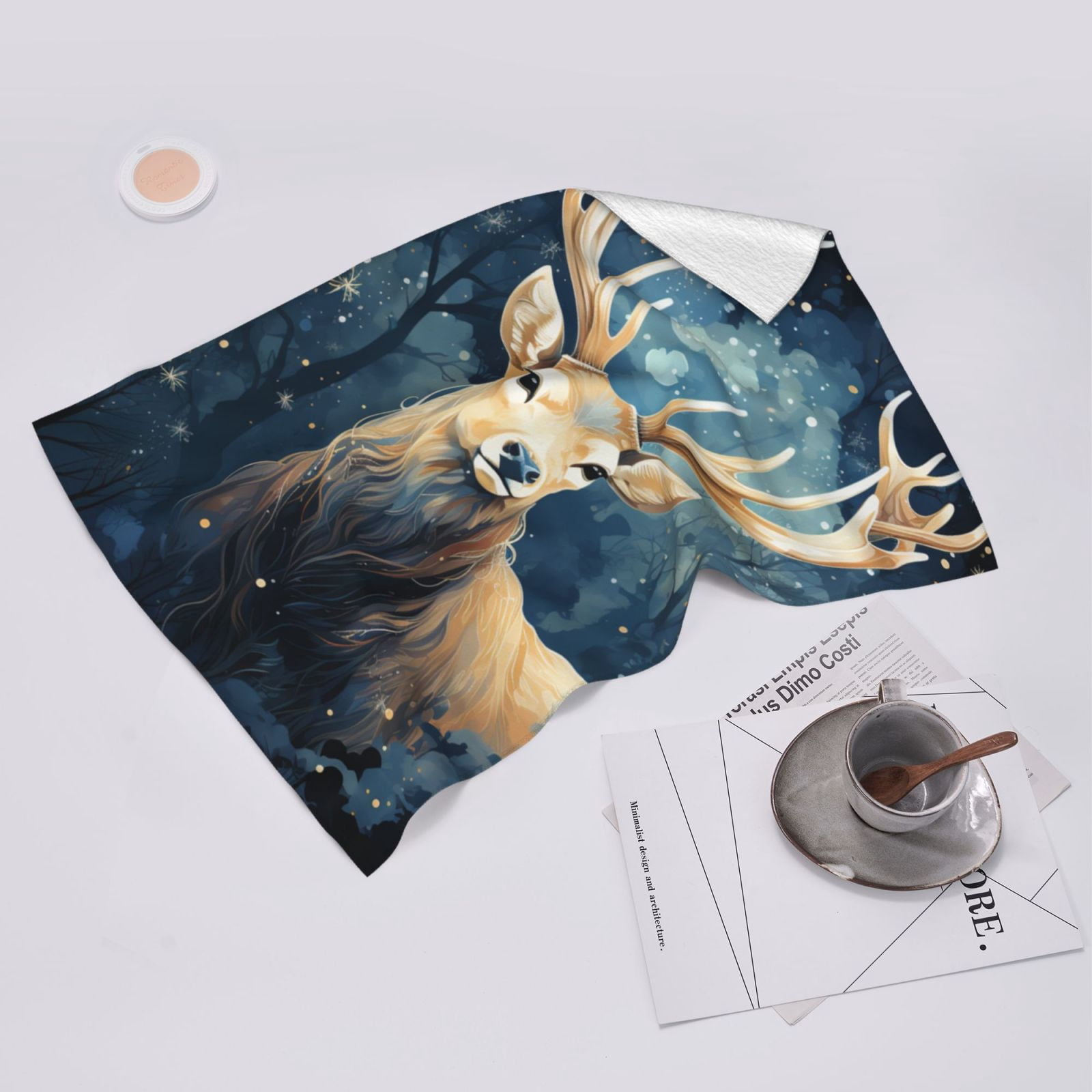 Antler Whitetail Deer Hunting Art 27.5" x 16" Ultra Soft Hand Towel, Face Wash Cloth for Bathroom, Gym, Travel, Pool