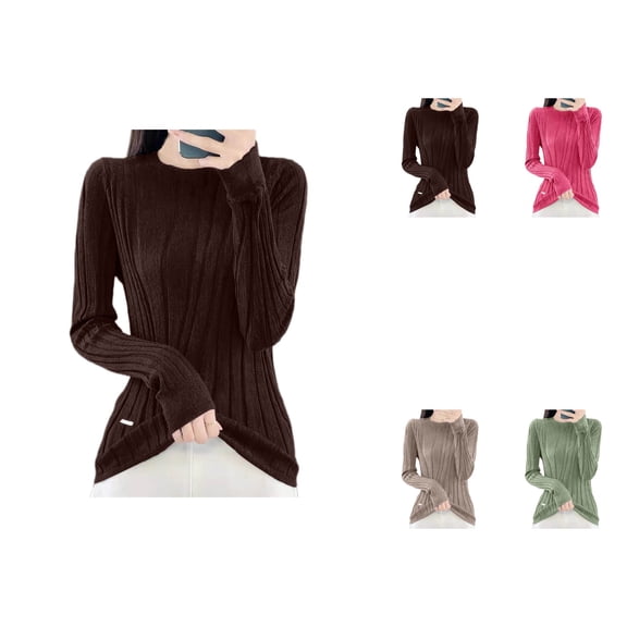 Women's Oversized Pullover Sweater – Soft Ribbed Knit Long Sleeve Round Neck Loose Fit Solid Color Casual Comfortable Top for Fall Winter