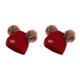 thumbnail image 4 of Qarigey Bufanda Conjunto de gorro y guantes para niños Delicada elasticidad Protector térmico flexible Suministros de calor Pompón lindo marrón bola de pom rojo 2Conjunto, 4 of 6