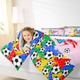 thumbnail image 5 of Erosebridal Letter L Pink Gradient Soccer Ball Print Bedding Comforter Set, Sports Monogram Full Bedding Set for Kids Boys and Girls, Reversible 7 Pieces, 5 of 6