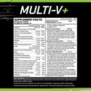 MusclePharm Essentials Multi-V+ The Athlete's Multi-Vitamin, Enhanced Energy, Performance & Immune Health, Daily Multivitamin for Men & Women with Minerals Plus Probiotics, 90 Tablets, 30 Servings