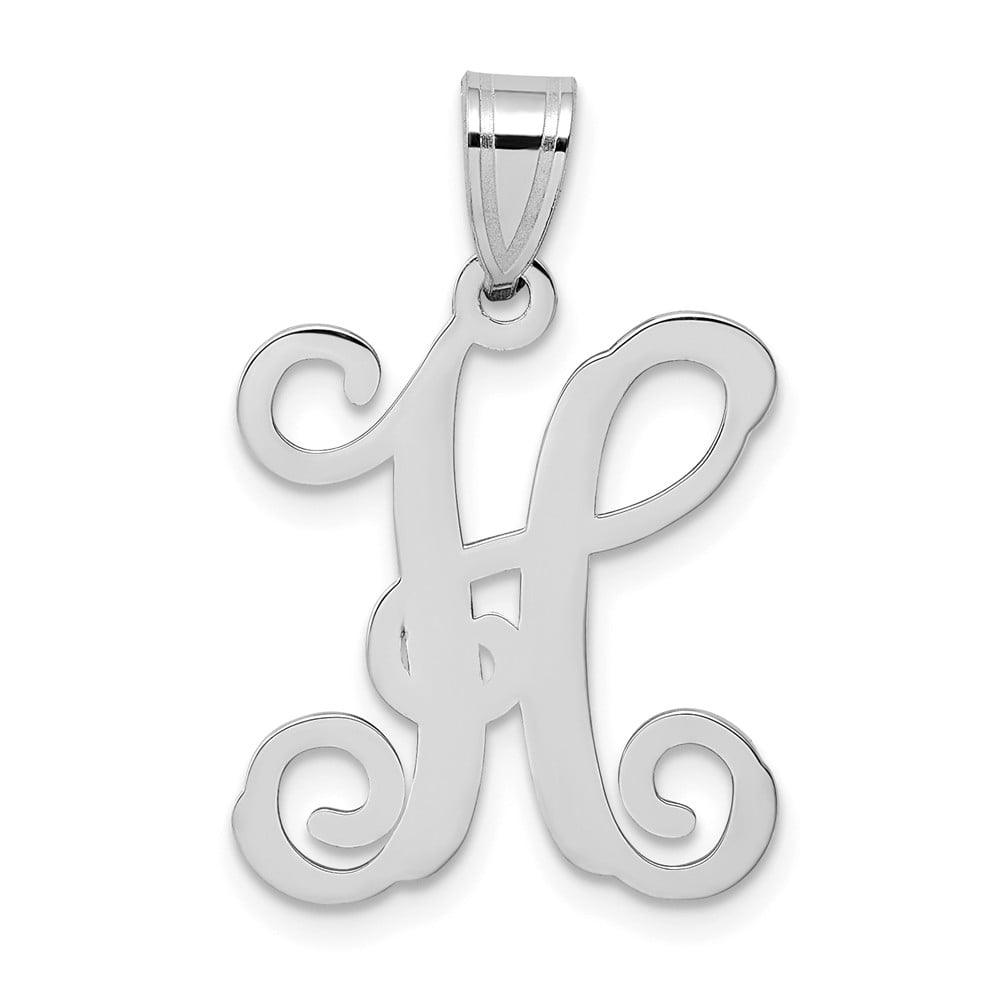 Diamond2Deal - 14K White Gold Casted High Polished Initial Letter H ...