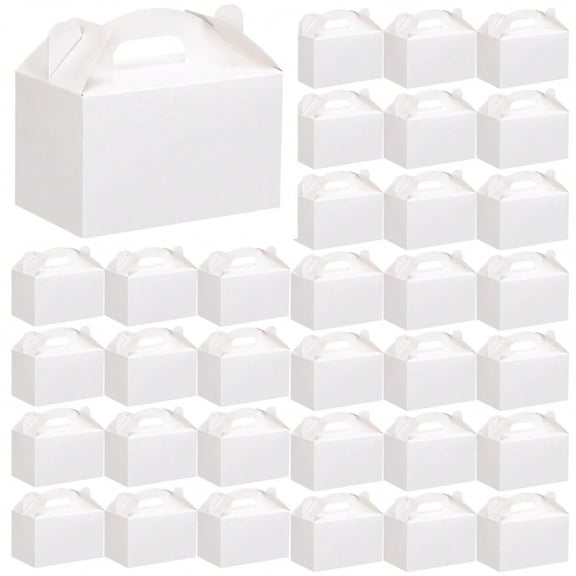 YFLXDMLYYSC 48 Pack White Party Favor Treat Boxes, 6x3.5x3.5 Inches Candy Gift Boxes, Party Favor Boxes with Handles, Paper Gift Boxes for Birthday Wedding, Valentine's Day Gift Box, DIY