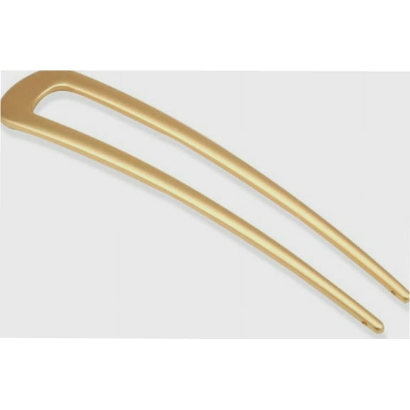 Chinese Metal U Shaped Hair Stick Fork Clip Retro Hanfu 2 Prong Updo Chignon Pin,Women Hairpin,Glossy Gold