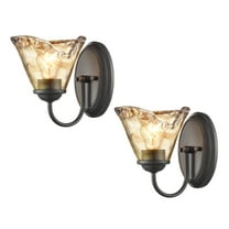 Claxy Black Wall Sconce with Flower Amber Glass Shade 2 Pack