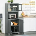 thumbnail image 6 of Demi Bonn 70" Kitchen Hutch with Glass Door, Adjustable Shelves & Microwave Space for Storage, Gray, 6 of 7