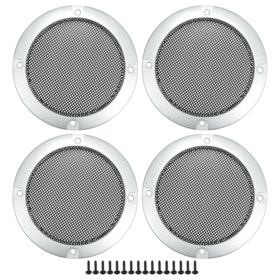 Unique Bargains 4 Pcs 3" Car Speaker Grills Cover Mesh Round 3 Inch Audio Subwoofer Guard with Screws Iron Silver Tone