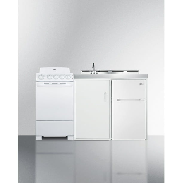60 Wide All In One Kitchenette With Electric Coil Range Residential All In One Combination Kitchenette With Refrigerator Freezer Sink Storage Cabinet And Coil Range Walmart Com Walmart Com