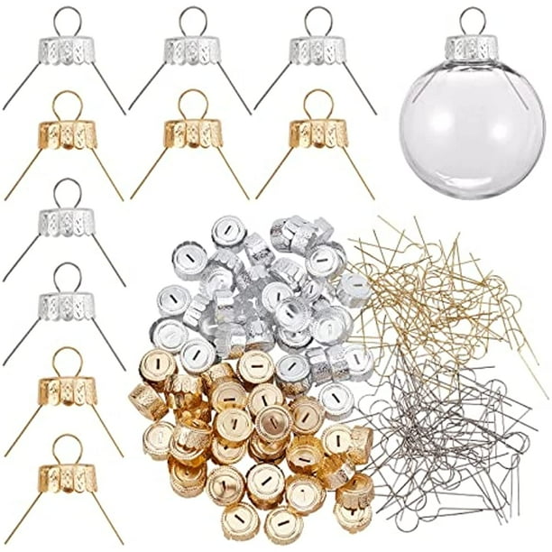 100 Sets Round Ornament Cap Aluminum Christmas Ornament Cap Replacement
