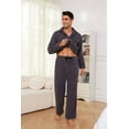 thumbnail image 3 of U2SKIIN Mens Fleece Pajama Set, Soft Warm Long Sleeve Sleepwear with Pockets Cozy Button-Down Pjs for Men（Dark Grey, 2XL）, 3 of 4