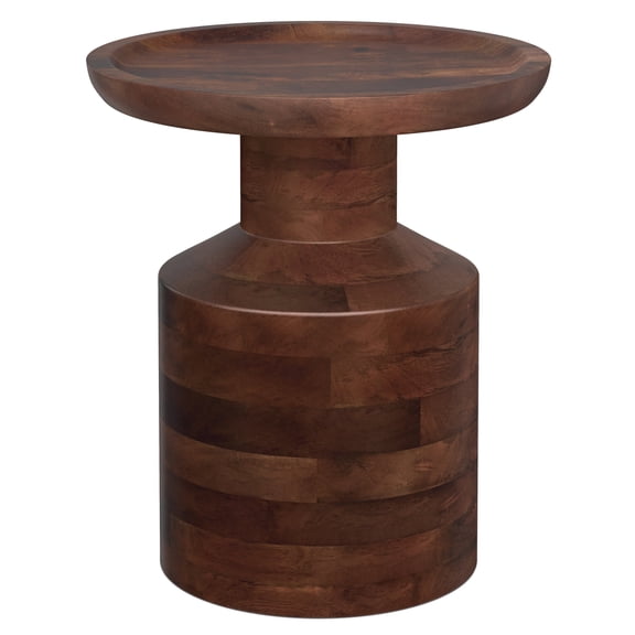 Haynes 16 inch Wide Solid Mango Boho Accent Table in Dark Brown, Assembled