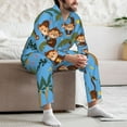 thumbnail image 7 of Naloa Monkeys Swinging from Palms Men’s Pajamas Set - Long Sleeve Button Down Sleep Shirt and Pajama Bottoms Sleepwear Set-Large, 7 of 7