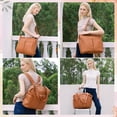 thumbnail image 2 of Bolsa de pañales Tote MOMINSIDE 4 en 1, mochila de piel, color marrón, 2 of 6