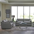 thumbnail image 2 of Coaster Grayson 2-Piece Sloped Arm Upholstered Leather Sofa Set in Gray, 2 of 5