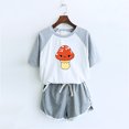 thumbnail image 1 of Ensembles pour Femmes Liquidation Ensemble Deux Pièces Manches Tombantes Manches Courtes Col Rond T-Shirt à Panneaux Shorts Gris L, 1 of 4