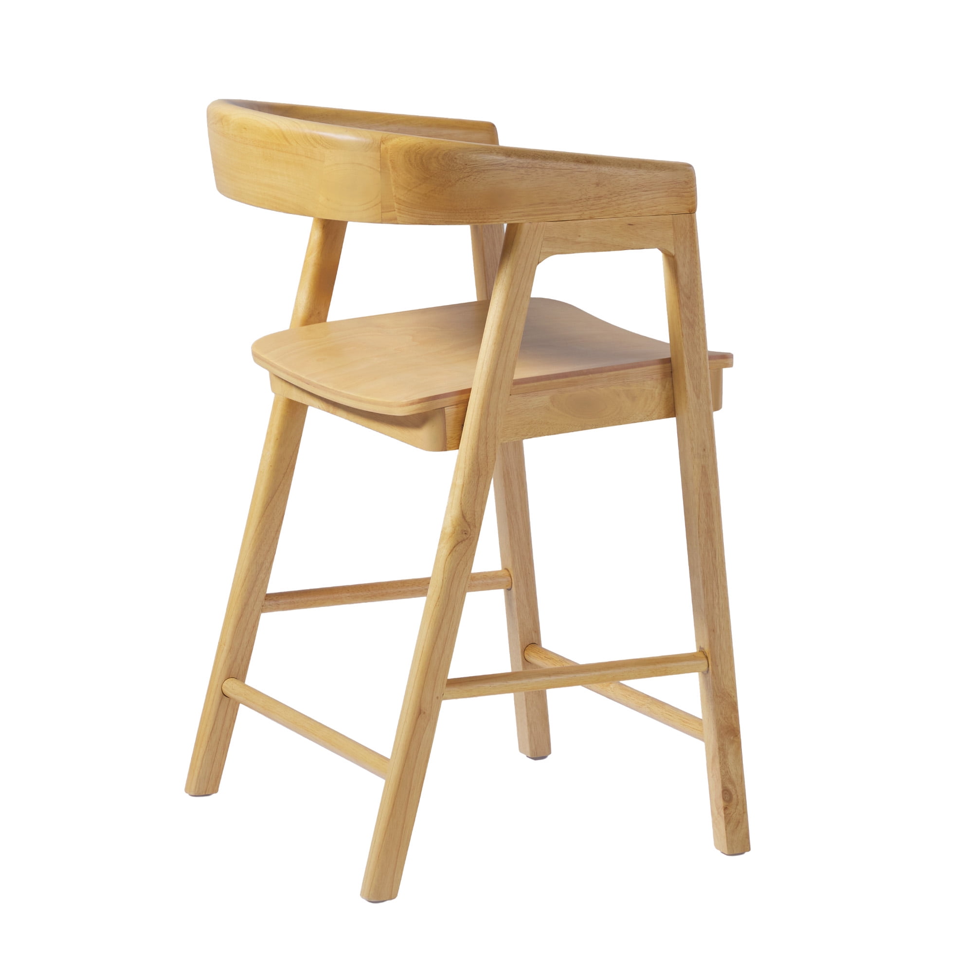 Walker Edison Modern Solid Wood Rounded Back Counter Stool, Natural