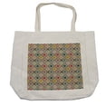 thumbnail image 1 of Vintage Shopping Bag, Abstract Colorful Squares with Little Dots Inside Diagonal Checkered Retro Pattern, Eco-Friendly Reusable Bag for Groceries Beach and More, 15.5" X 14.5", Cream, by Ambesonne, 1 of 2