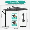 thumbnail image 3 of Walsunny 9FT Outdoor Hanging Offset Cantilever Umbrella with Cross Base, Patio Market Umbrella with Crank Sun Shade Canopy, Gray, 3 of 7