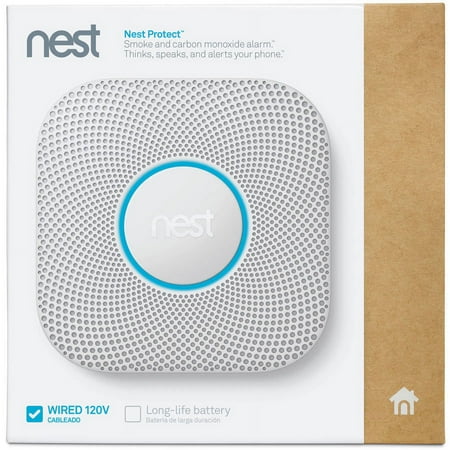 Google - Nest Protect 2nd Generation Smart Smoke/Carbon Monoxide Wired Alarm - White