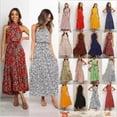 thumbnail image 2 of Women's Halterneck Sleeveless Summer Floral Print Flowy A Line Maxi Dress, 2 of 5