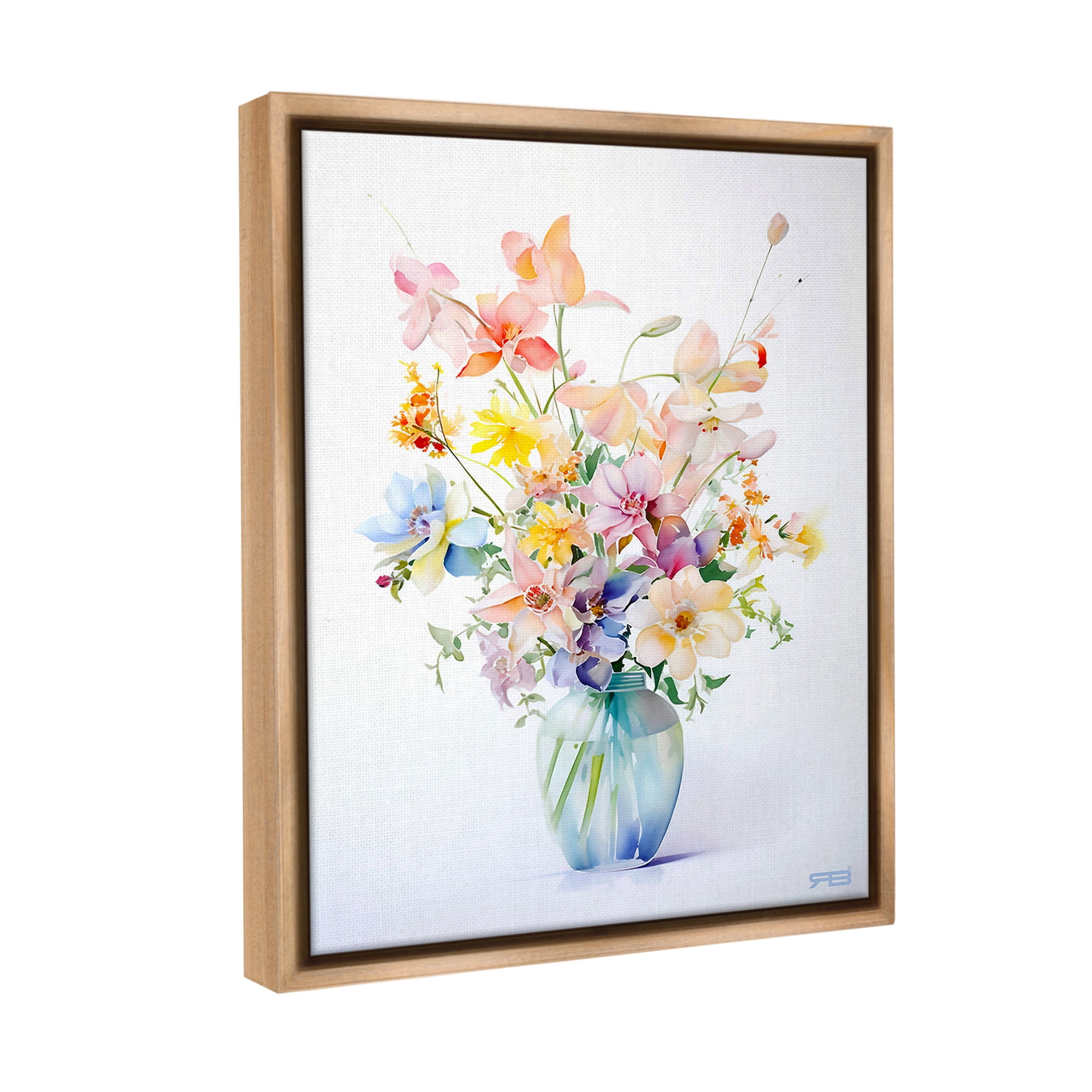Stupell Industries Simple Spring Florals Botanical & Floral Painting Brown Floater Framed Canvas Art Print Wall Art, 25 x 31