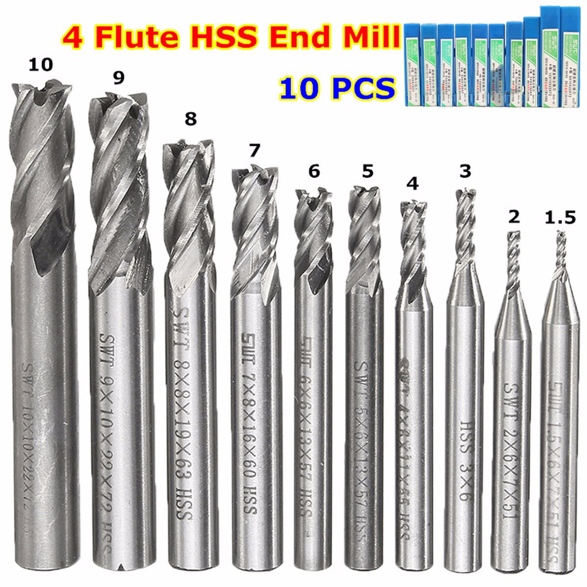 10pcs Extra Long 3mm Four Flute HSS End Mill Cutter CNC Bit Extended lengthening 