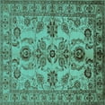 thumbnail image 1 of Ahgly Company Indoor Square Oriental Turquoise Blue Industrial Area Rugs, 3' Square, 1 of 4