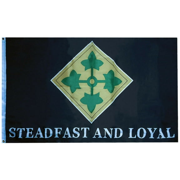 3x5 Flag 4th Infantry Division Steadfast And Loyal Polyester Banner F1893 (EE)