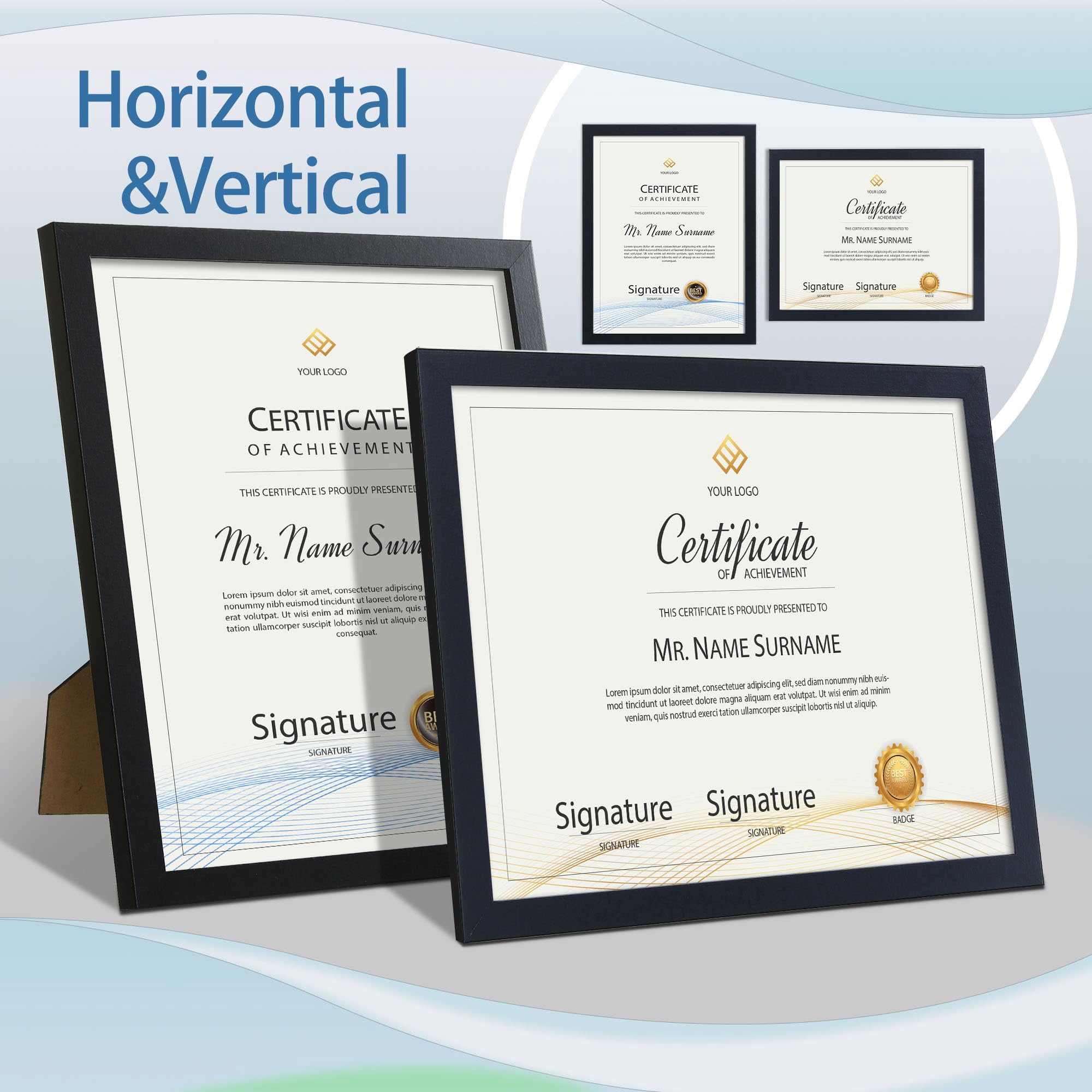 ELSKER&HOME 8.5x11 Picture Frame 4 Pack - Black Sturdy Wood Composite Certificate Frame