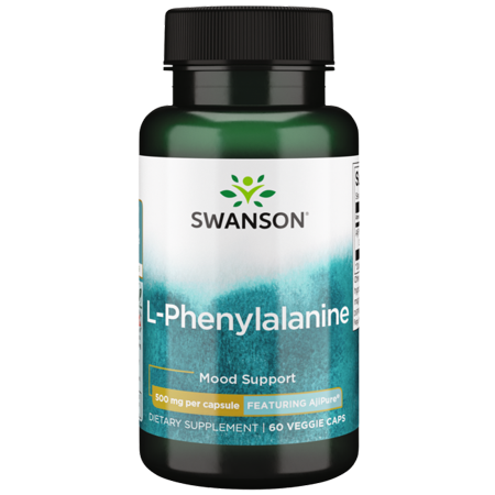 Swanson Ajipure L-Phenylalanine, Pharmaceutical Grade 500 mg 60 Veggie Capsules