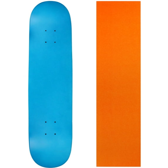 skateboard deck pro 7-ply canadian maple neon blue with griptape 7.5" - 8.5"