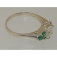 thumbnail image 5 of LBG British Made 9k White Gold Natural Opal & Emerald Womens Cluster Ring, 5 of 6