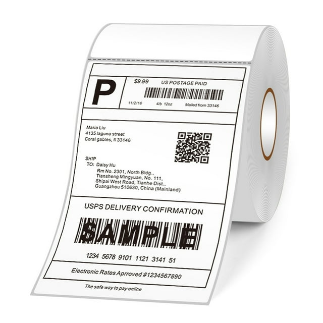 Thermal Shipping Labels Roll Shipping Package Thermal Printer All-Purpose Label Paper Sticker Self-adhesive Waterproof Oil-Proof -scratch Suitable for Zebra UPS Ebay Shopify FedEx Labeling