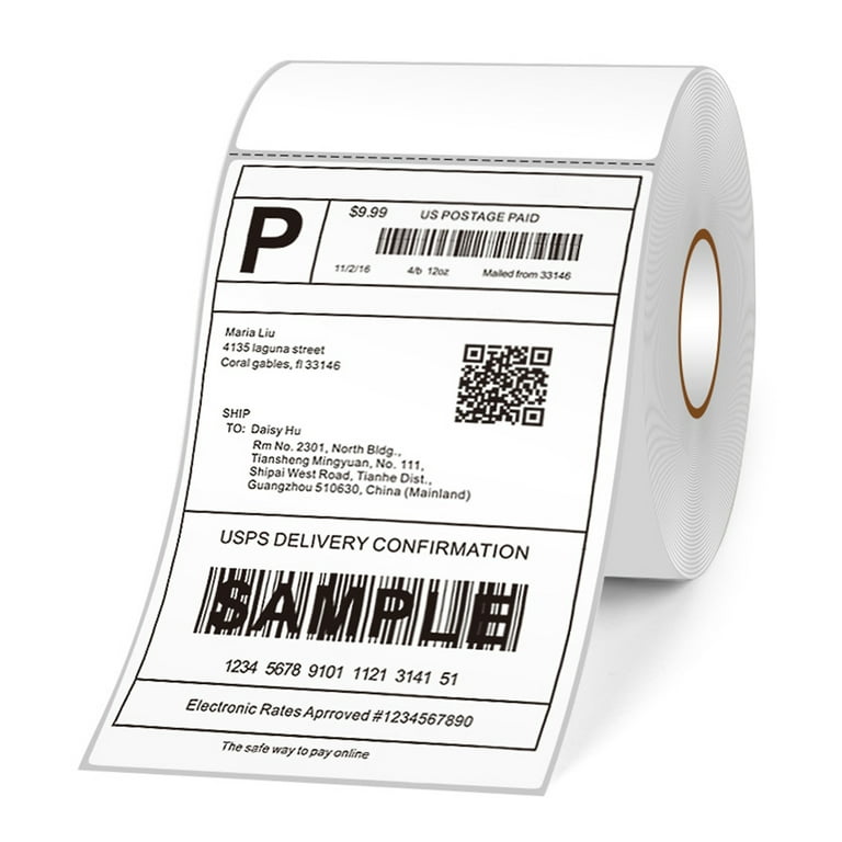 Halloween alligevel Tredje Thermal Shipping Labels 4x6in Shipping Package Thermal Printer All-Purpose  Label Paper Sticker Self-adhesive Waterproof Oil-Proof -scratch Suitable  for Zebra UPS Ebay Shopify FedEx Labeling - Walmart.com