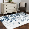 thumbnail image 3 of 4'x6' Area Rugs, Blue Leaves Indoor Outdoor Area Rug for Living Room Bedroom, Summer Botanical Washable Bathroom Rugs Kitchen Floor Carpet Mats Home Decor Aesthetic, 3 of 8