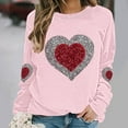 thumbnail image 1 of ICHUANYI Chandail à Col Rond pour Femmes de la Saint-Valentin avec Graphique de Cœur Imprimé, Col Rond, Décontracté, Ample, Chandail à Capuchon, Blouse à Manches Longues, Hauts, 1 of 5