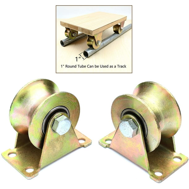2 Pcs U Groove Track Wheel Sliding Door Roller For Doorechanical Carts Color Galvanizing Com Track Wheel Sliding Door Roller, Round Track Sliding Door Hardware