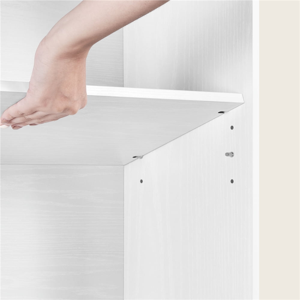 Renwick Wooden 6 Layer Modern Open Shelf Bookcase with Top Compartment, White